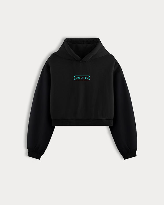 Cropped Women's Pixelmark Hoodie - Cyanetic